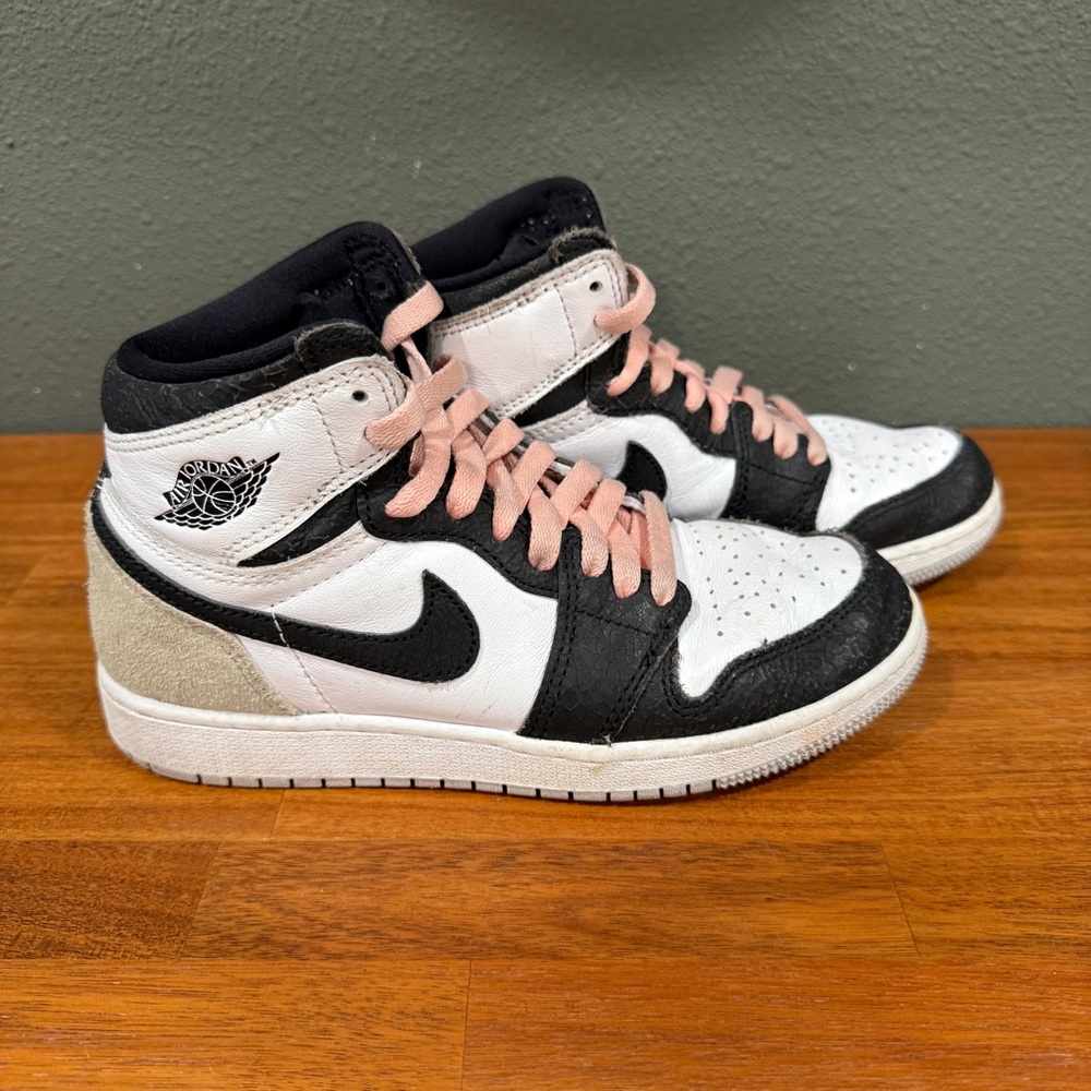 Jordan 1 Kids Black and White High-Top Sneakers